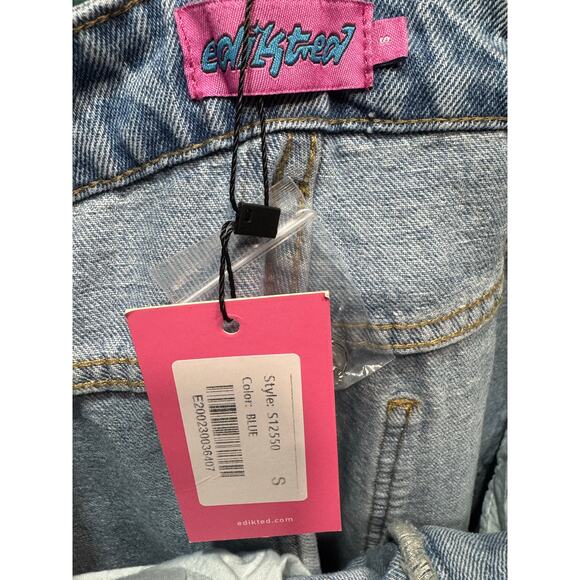 58. EDIKTED NEW Lori High-Rise Wide Leg Jeans Blue Size Small - Picture 3 of 5